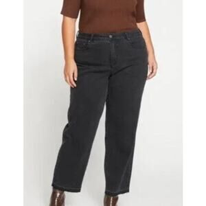 NWT Universal Standard Bae Boyfriend Straight Leg Jeans Broken Black 00